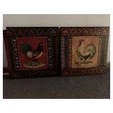 DECORATIVE WALL ART, PR OF ROOSTER PANELS,