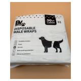 BV PETS DISPOSABLE MALE WRAPS, 50 PK, LARGE, NIP.