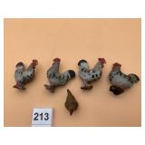 CHALKWARE CHICKEN FIGURINES, HAND-PAINTED,