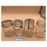 BALL IDEAL & PERFECT MASON JARS, GLASS LIDS W/