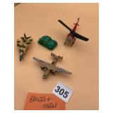 VTG PLASTIC & METAL TOY MILITARY AIRCRAFT & CAR.