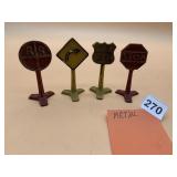 VTG METAL ROAD & RAILROAD SIGNS, ASSORTED STYLES,