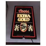 COORS EXTRA GOLD LIGHTED BEER SIGN, BLACK