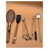 AMERICAN RED CROSS BBQ TOOL SET, WOOD HANDLES,