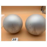 FROSTED GLASS LED LIGHT SPHERES, ETCHED CHRISTMAS