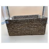 WOVEN RECTANGULAR STORAGE BASKET.