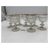 CLEAR GLASS GOBLETS, TEXTURED PATTERN, GOLD