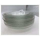 CLEAR GLASS DESSERT BOWLS, ETCHED WHEAT PATTERN.