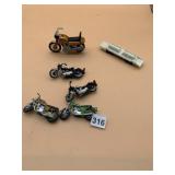 BUDDY L, HONDA, HARLEY DAVIDSON TOY MOTORCYCLES,