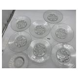 CLEAR PRESSED GLASS PLATES, FRUIT/BERRY PATTERN,