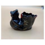 VTG JAPANESE CERAMIC FROG FIGURINE PLANTER, BLACK
