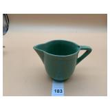 TEAL GREEN CERAMIC PITCHER, CRACKLE GLAZE,