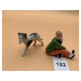 VTG JAPANESE CERAMIC FIGURINES, BOY W/ DOG.