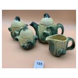 STANFORDWARE CORN COB CERAMIC TEA SET, TEAPOT,