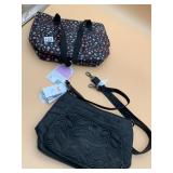 LUG INSULATED FLORAL TOTE BAG, LUG QUILTED BLACK
