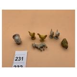 ASSORTED HAND PAINTED CHALKWARE FARM ANIMALS.