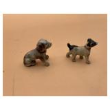 JAPANESE HAND PAINTED CHALKWARE DOG FIGURINES.