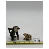 GOEBEL MONKEY FIGURINES, PORCELAIN & RESIN, W