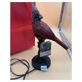 ART GLASS CARDINAL BIRD LAMP, STAINED GLASS