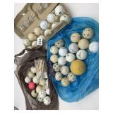 ASSORTED GOLF BALLS, MULTIPLE BRANDS, GOLF TEES,