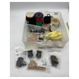 ASSORTED CRAFTING SUPPLIES W/ RIBBON, BEADS,