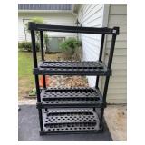 FOUR-TIER PLASTIC SHELVING UNIT, BLACK.