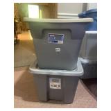 STERILITE PLASTIC STORAGE TOTES W/ LIDS, GREY