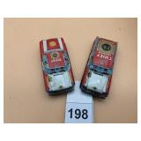TIN FIRE CHIEF CARS, RED AND WHITE.