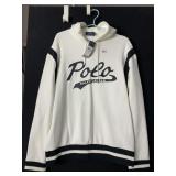 POLO RALPH LAUREN HOODIE, SCRIPT LOGO, WHITE W/
