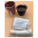 ASSORTED PLANTERS W/ CERAMIC POT, PLASTIC POT,