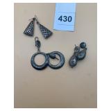 STERLING SILVER EARRINGS, ASSORTED DESIGNS, THREE