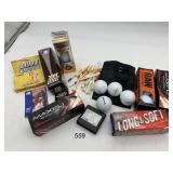 GOLF BALLS & TEES, MAXFLI, TITLEIST, SPALDING, W/
