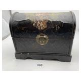 VTG DECORATIVE WOOD TRUNK-STYLE BOX, CRACKLE