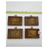 CURRIER & IVES WOODEN PLAQUES, WINTER SCENES,