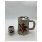 BUDWEISER CERAMIC BEER STEIN W/ SMALL MUG, W.