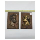 PRESIDENTIAL BUSTS, LINCOLN & WASHINGTON, WOOD