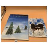 PAINTINGS ON CANVAS, WINTER LANDSCAPE, PAPILLON