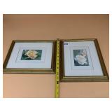 ODETT SIGNED WATERCOLOR ART PR OF FRAMED ROSE