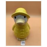 CERAMIC DUCK FIGURINE COOKIE JAR, YELLOW RAINCOAT