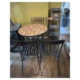 METAL PATIO TABLE W/ MOSAIC TILE TOP, METAL