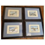 FRAMED MILITARY AIRCRAFT PRINTS (4), MATTED,