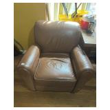BROWN LEATHER ARMCHAIR.