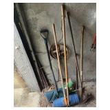 ASSORTED LONG-HANDLED GARDEN TOOLS, INCLUDES SNOW