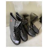 PR OF BLACK LEATHER LACE-UP BOOTS W/ VIBRAM
