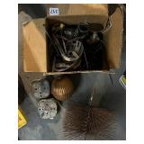 BOX LOT OF ASSORTED HARDWARE, METAL PIECES,