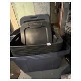 PLASTIC STORAGE TOTES, NESTED, W/ LIDS.