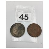 VTG BRITISH HALF CROWN COIN, 1941, AND AUSTRALIAN