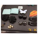 ASSORTED VTG COSTUME JEWELRY, CLIP-ON EARRINGS,