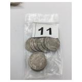 US LIBERTY HEAD V NICKELS, ASSORTED DATES (12).