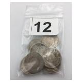 US LIBERTY HEAD V NICKELS, ASSORTED DATES (12).